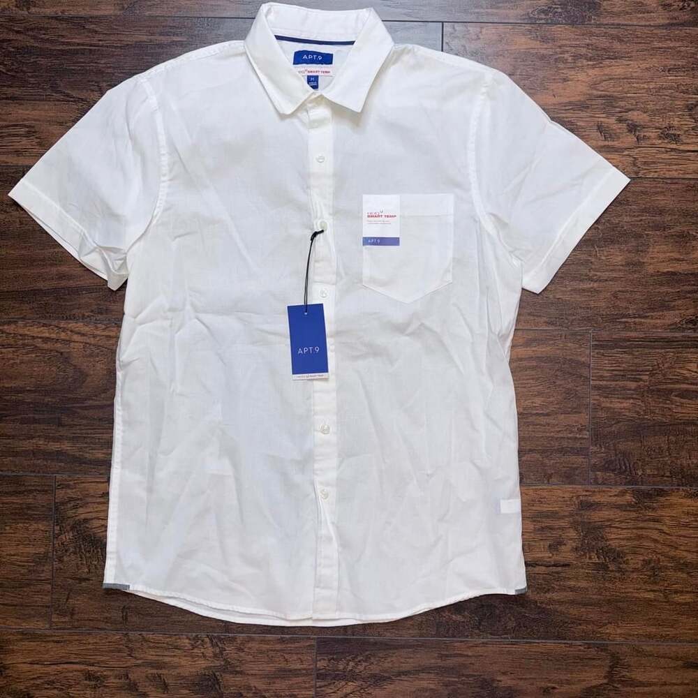 Apt. 9 Smart Temp Short Sleeve Button Up Shirt Size M White NWT